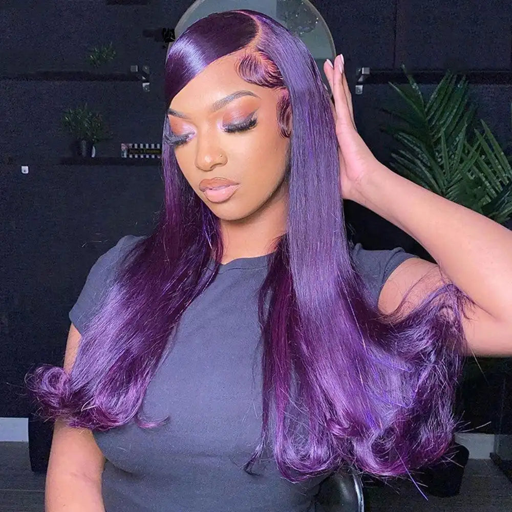 Dospita Purple 613 Colored 13x4 Transparent Lace Frontal Wigs Human Hair Wig For Women Brazilian Remy Hair Glueless Full Lace Wigs