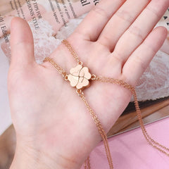 Dospita  -  4 Piece Four Leaf Clover Stitching Necklace Magnet Stone BFF Friendship Heart Pendant Chain Choker Necklace Jewelry