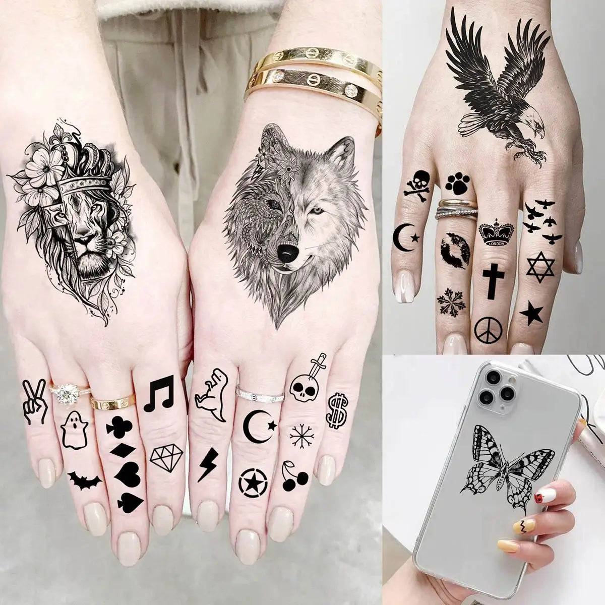 Dospita  -  66 Sheets 3D Watercolor Animals Temporary Tattoos For Women Men Tattoo Paper Fake Owl Lion Wolf Tiger Snake Tatoos Long Lasting