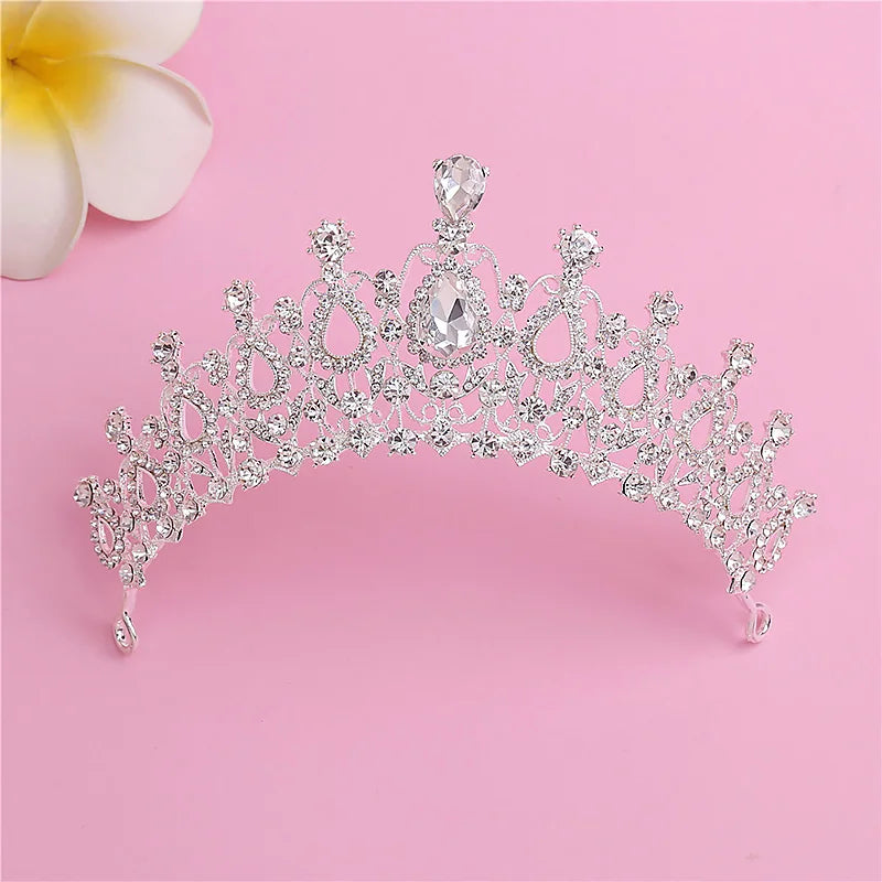 Dospita Silver Color Crystal Diadems For Women Wedding Tiaras Crowns Rhinestone Hair Ornaments Headpiece Bridal Fashion Jewelry