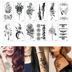 Dospita  -  Small Waterproof Temporary Tattoo Sticker Dream Catcher Snake Flower Star Moon Women Body Art Wrist Neck Kids Fake Mini Tatoo