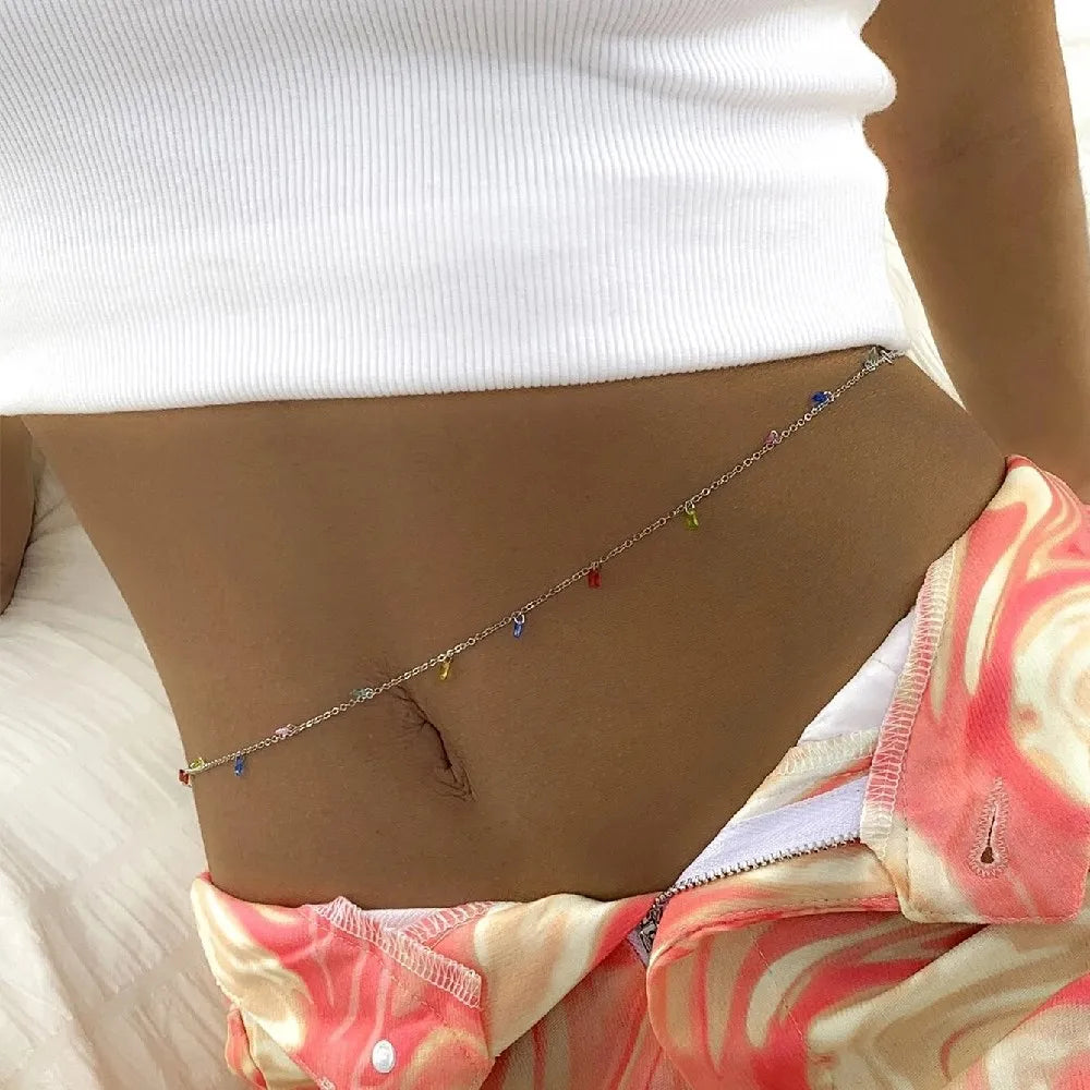 Dospita  -  Cosysail Sexy Love Heart Waist Chain for Women Girl Minimalist Hollow out Colorful Heart Belly Chain Summer Beach Jewelry