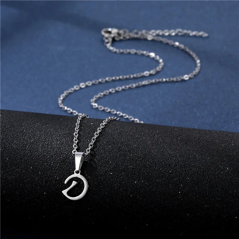 Dospita Simple Stainless Steel A-Z Letters Necklace Unisex 26 Alphabet Initials Charm Necklace For Women Men Jewelry Gifts