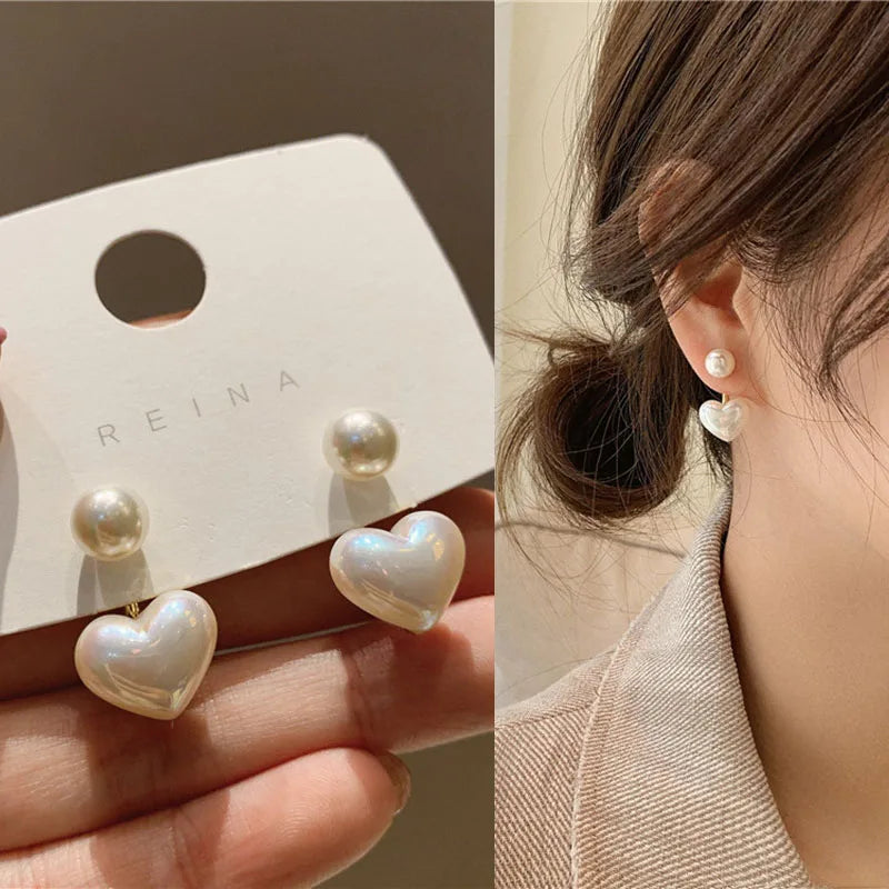 Dospita  -  New Bright Crystal Luxury Korean Unusual Claw Stud Earrings Ear Piercing Hook Irregular Pearl Christmas Jewelry Gift