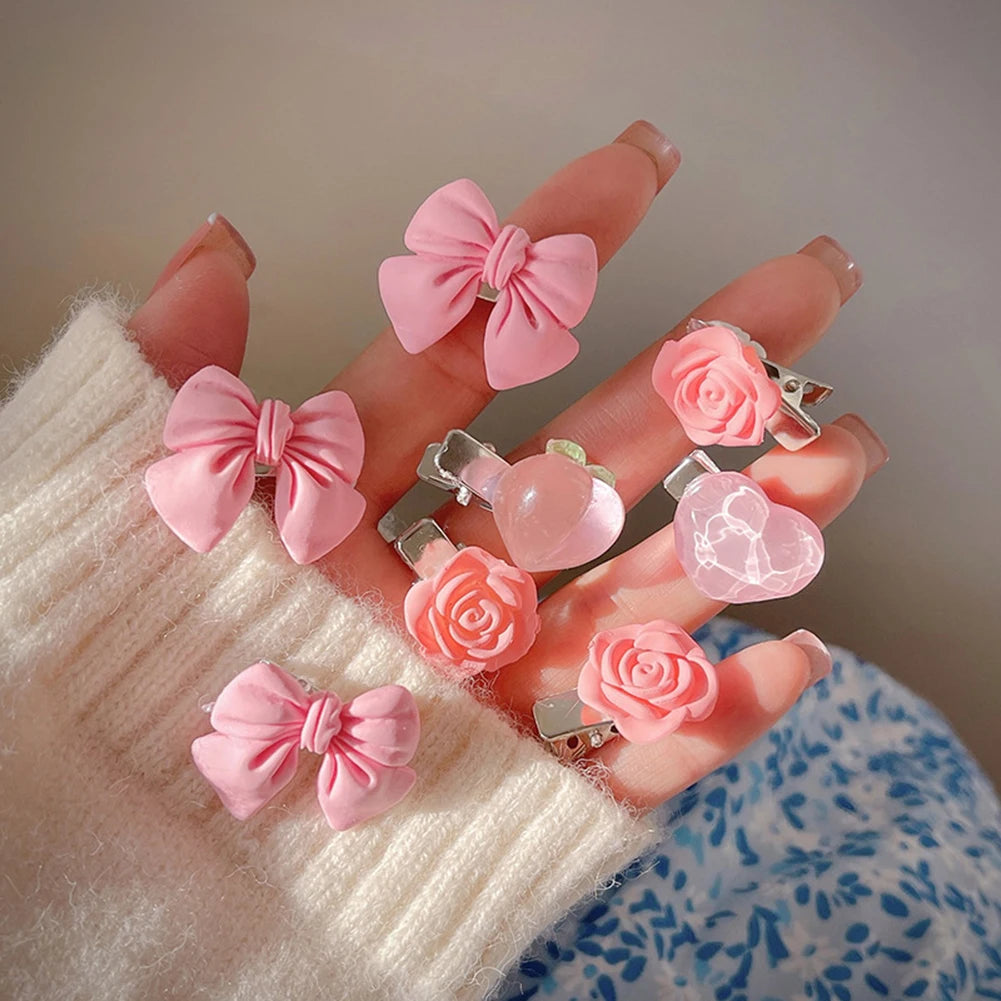 Dospita 5pcs/set Cute Peach Blossoms Small Hair Claws Sweet Atmosphere Claw Crab Hairpins Hair Clips Styling Fashion Hair Accessories