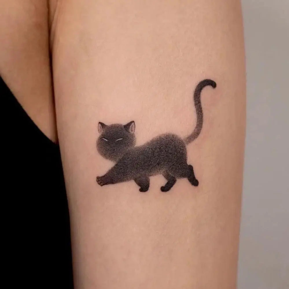 Dospita  -  Cute Black Cat Tattoo Stickers for Women Man Arm Art Temporary Tattoos Waterproof Fake Tattoo Cartoon Lasting Tattoo Stickers