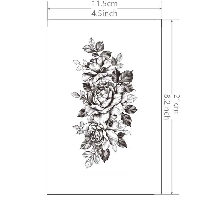 Dospita  -  1 Sheet Flower Tattoo Sticker Waterproof Lasting Temporary Tattoo