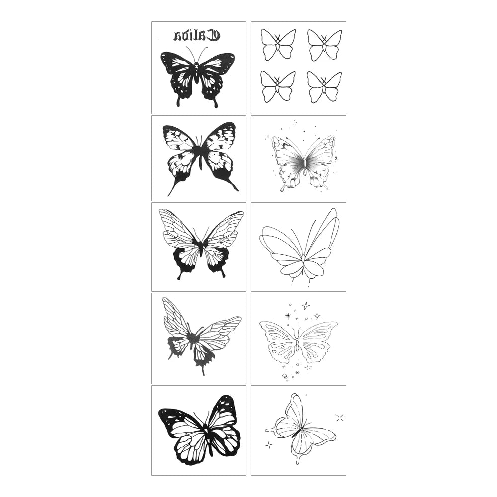 Dospita  -  3D Black Butterfly Temporary Tattoo Stickere Waterproof Colorful Butterfly Body Art Fake Tattoo Flash Tattoo Wrist Ankle Unisex