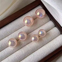 Dospita  -  Exquisite Pink Color Simulated Pearls Stud Earrings For Women Simple Elegance Luxurious High-End Ear Accessories Glamour Jewelry