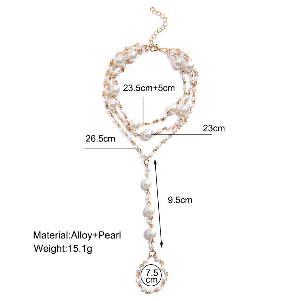 Dospita Multilayer Simulate Pearl Chain Anklet for Women Beach Barefoot Ankle Light Luxury Elegance Foot Chain Jewelry Accessories Gifts