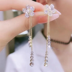 Dospita  -  Trendy Crystal Long Earrings Female Moon Star Flower Rhinestone Wedding Pendant Earrings Fashion Korean Jewelry Earrings