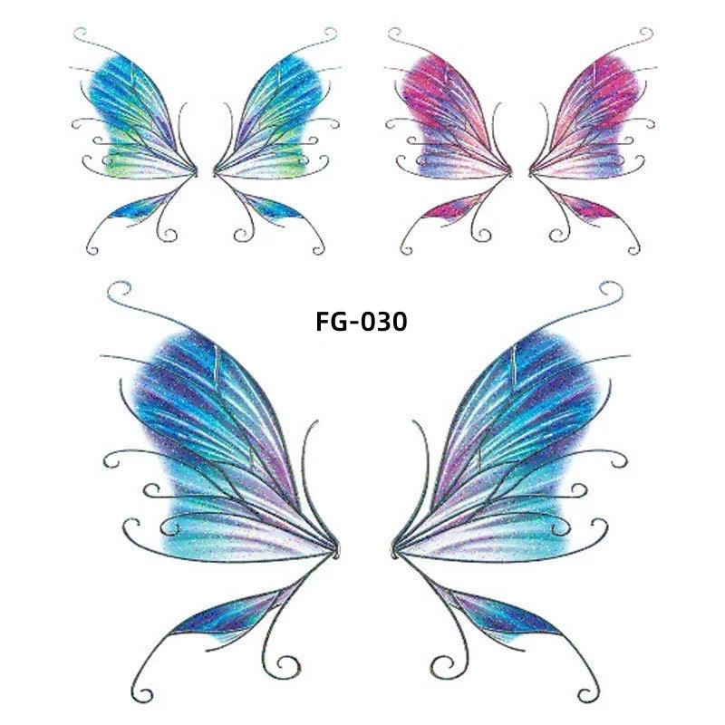 Dospita  -  1Sheet Fairy Butterfly Wings Shiny Tattoo Sticker Waterproof Eyes Face Art Fake Tattoos for Women Makeup Dance Music Festival