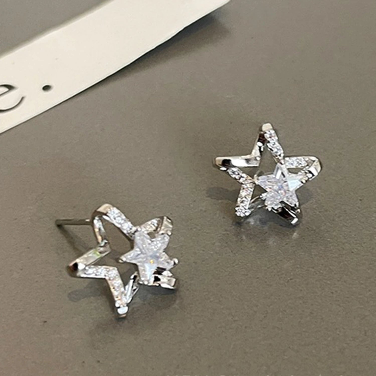 Dospita Small Star Cubic Zircon Stud Earrings For Women Silver Color Trendy Lady Jewelry New On The Ear Star Stud Earring