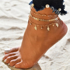 Dospita Fashion SeaShell Anklet For Women Gold Color Chain Summer Beach Barefoot Bracelet Anklets Bohemian Jewelry Accessories