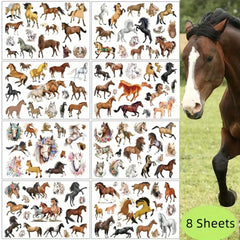 Dospita  -  8 Sheets Temporary Horse Tattoos Stickers Birthday Themed Party Supplies Decorated with Tattoo Gifts