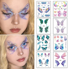 Dospita  -  Fairy Butterfly Wings Shiny Tattoo Sticker Waterproof Eyes Face Hand Body Art Fake Tattoos For Women Makeup Dance Music Festival