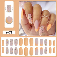 Dospita 24Pcs/Set False Nails Long Round Coffin Cute Kawaii Stick on Art Nail Ballerina Press on Nail Set  Seamless Removable Fake Nails