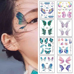 Dospita  -  1Sheet Fairy Butterfly Wings Shiny Tattoo Sticker Waterproof Eyes Face Art Fake Tattoos for Women Makeup Dance Music Festival