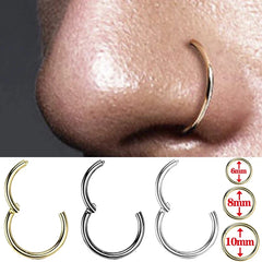 Dospita 3pcs Body Piercing Titanium Steel Fake Septum Circle Clip Ring Piercing Nose Ring Women Body Jewelry Hoop Non-Pierced Septum