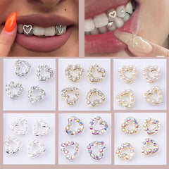 Dospita 3/4pcs Dental Tooth Gems Strass Dentaire Beauty Diamond Teeth Gems Various Shapes Teeth Steel Denture Acrylic Teeth Decoration