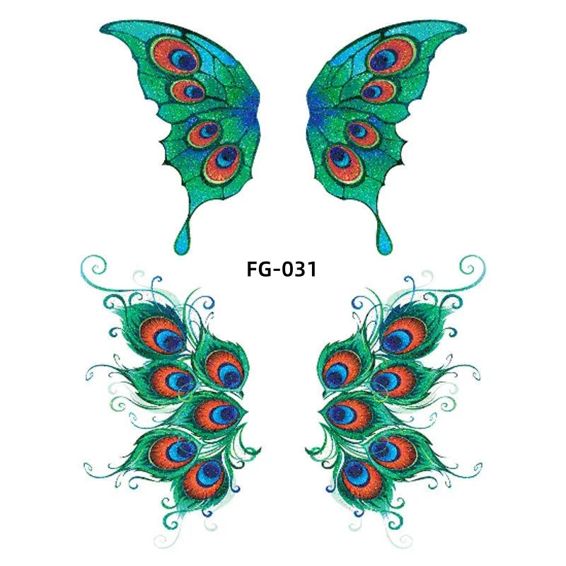 Dospita  -  1Sheet Fairy Butterfly Wings Shiny Tattoo Sticker Waterproof Eyes Face Art Fake Tattoos for Women Makeup Dance Music Festival