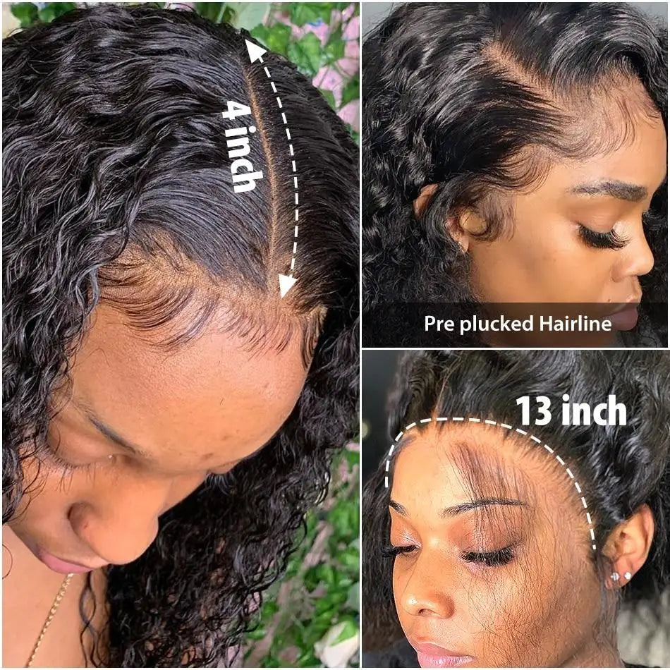 Dospita 13x4 Lace Front Human Hair Wigs Brazilian Deep Wave Frontal Wig Lace Frontal Curly Human Hair Wigs Preplucked Wig For Women