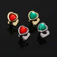 Dospita Single Heart-shaped Hip Hop Grillz Fashion Cz stone Gold Silver Color Grills Dental Mouth Punk Teeth Caps Jewelry