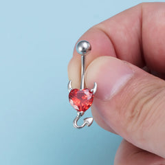 Dospita  -  Little Devil  Belly Button Rings Cute Heart Zircon Navel Belly Piercing Ring For Women Sexy Surgical Steel Body Jewelry Earrings