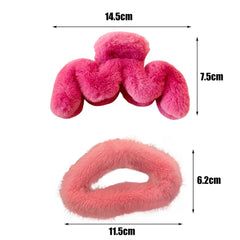 Dospita Soft Milk Colorful Series Imitation Fur Back Head Hair Claw Warm Large Plush Shark Clip Barrettes Hair Claws