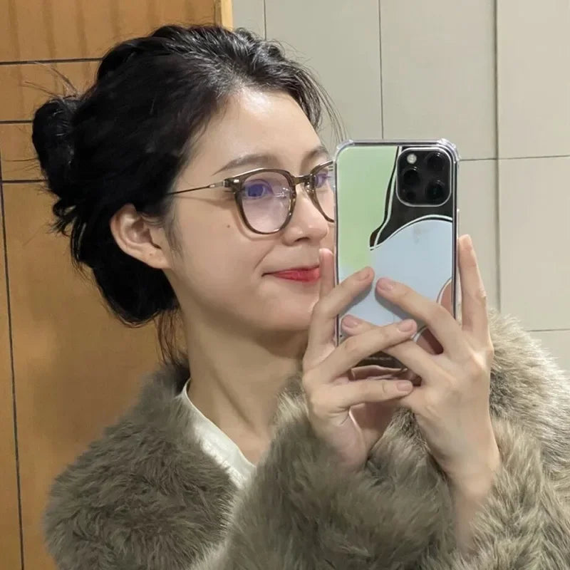 Dospita Retro Literary Glasses Frame Girl Ins No Makeup Plain Glasses Men Eyewear Cute Decorative Computer Glasses