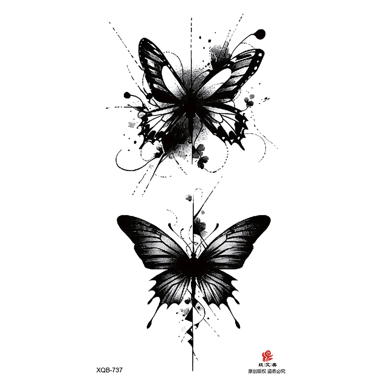 Dospita  -  Black Flower Waterproof Temporary Tattoo Sticker Beauty Butterfly Rose for Women 3D Flash Body Arm Art Washable Fake Tattoos