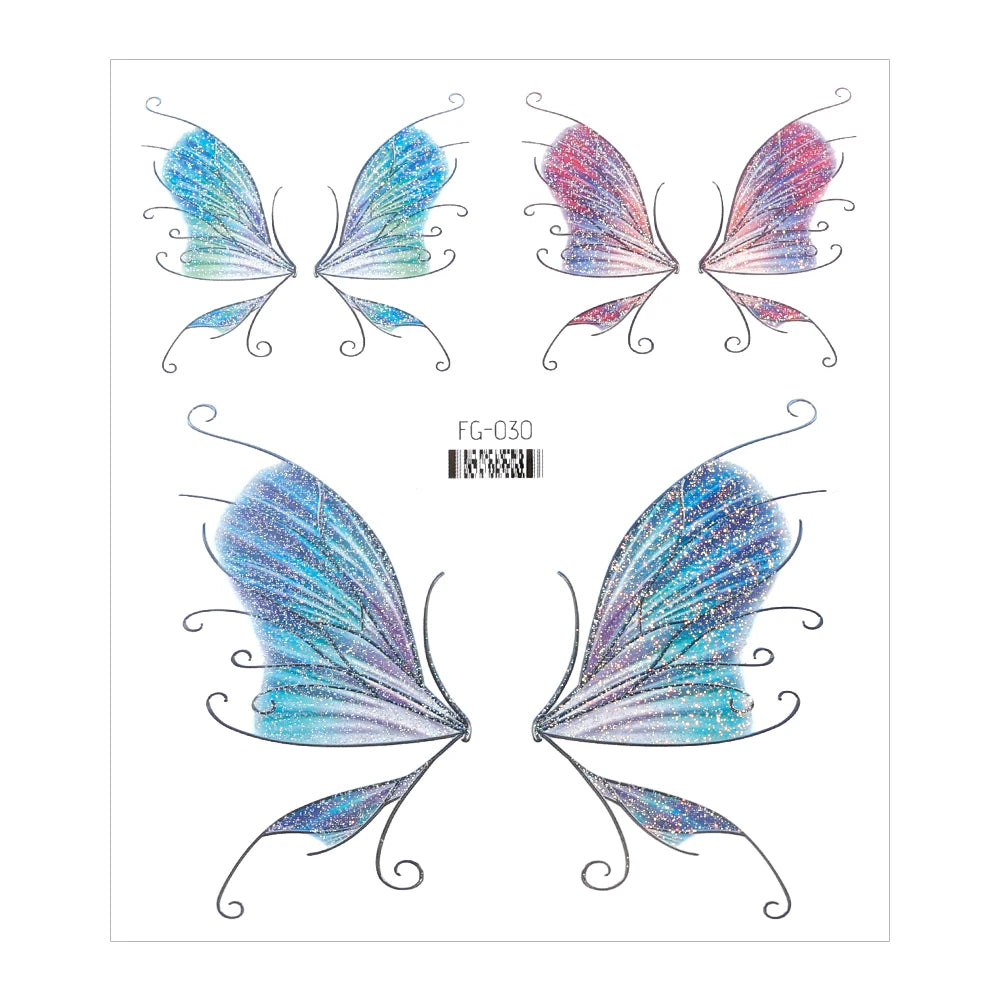 Dospita  -  3D Fairy Butterfly Wings Shiny Tattoo Sticker Waterproof Eyes Face Body Art Fake Tattoos For Women Makeup Dance Music Festival