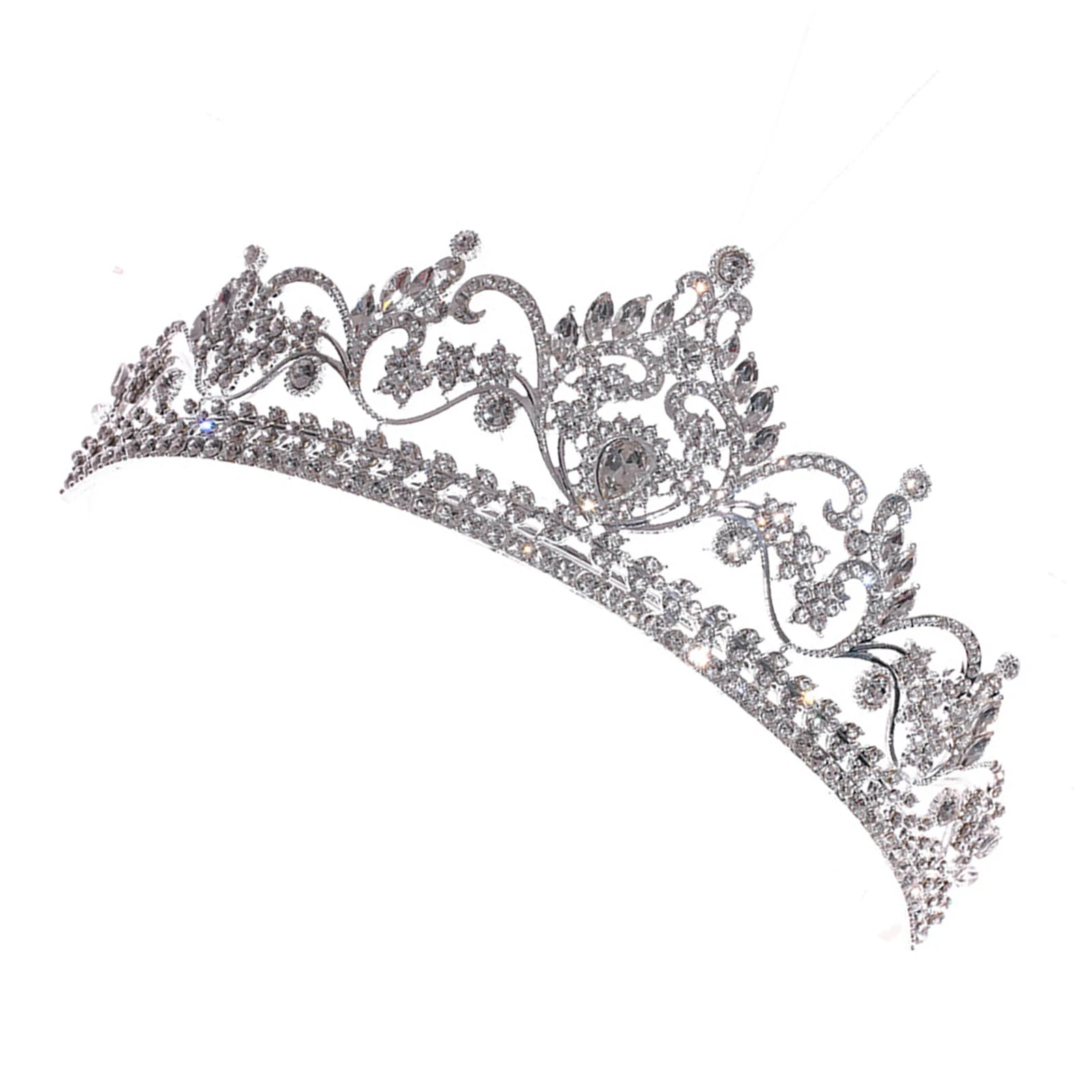 Dospita Baroque Wedding Hair Tiara Crystal Bridal Tiara Crown Silver Color Tiaras Wedding Hair Accessories Headpieces Head Jewelry