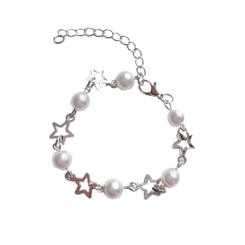 Dospita Korean Fashion Hollow Star Pearl Choker Necklace for Women Sweet Aesthetic Charm Bracelets Harajuku Trend Y2k Jewelry