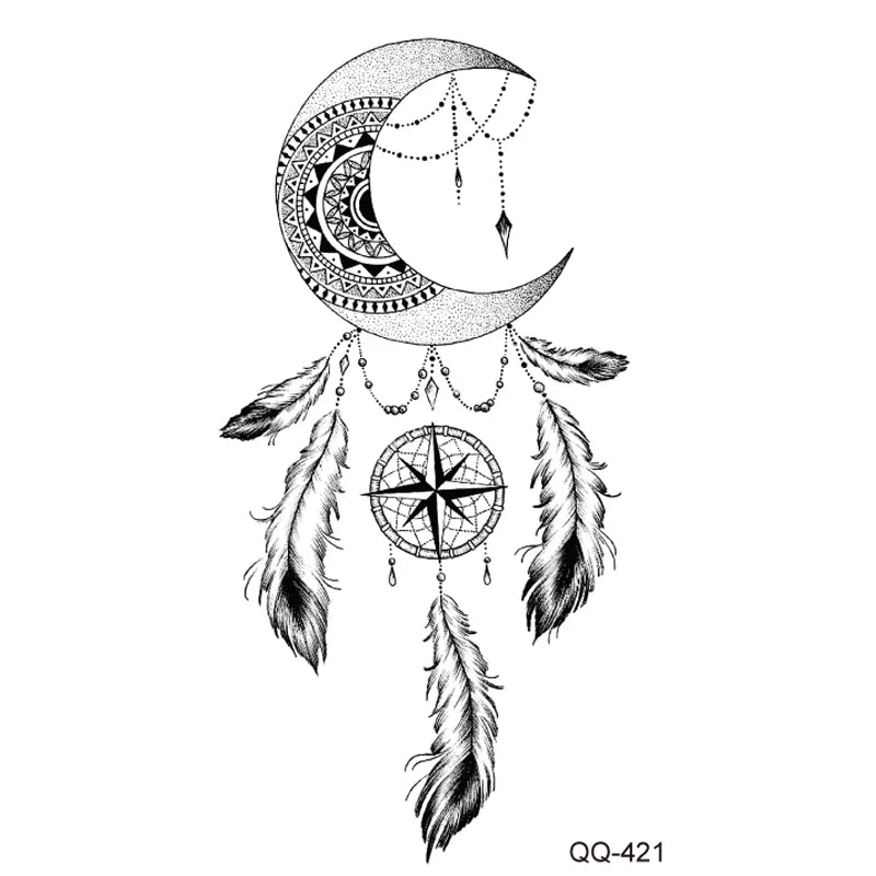 Dospita  -  Small Waterproof Temporary Tattoo Sticker Dream Catcher Snake Flower Star Moon Women Body Art Wrist Neck Kids Fake Mini Tatoo