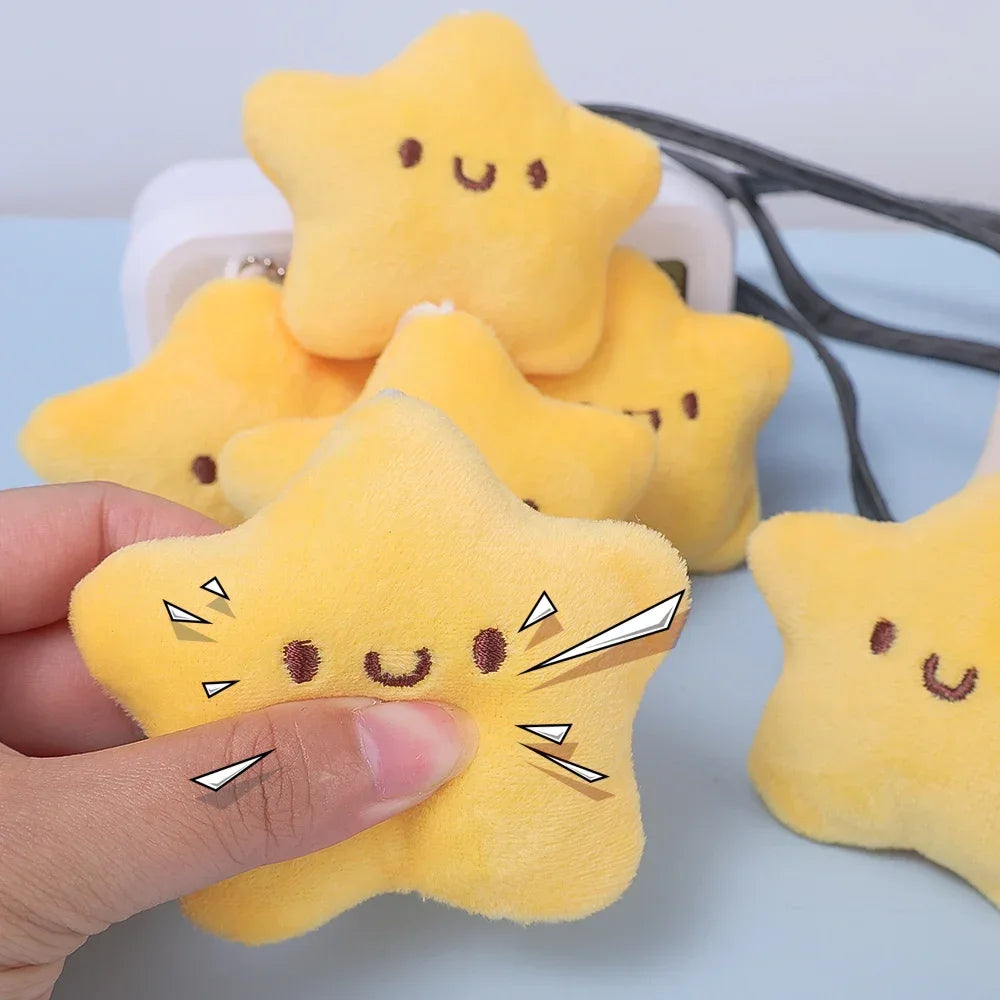 Dospita  -  1-3pcs Squeezing Little Star Doll Plush Pendant Yellow Plush Pendant Cute Keychain Squeaking Endorsement Bag Cute Doll Key Ring