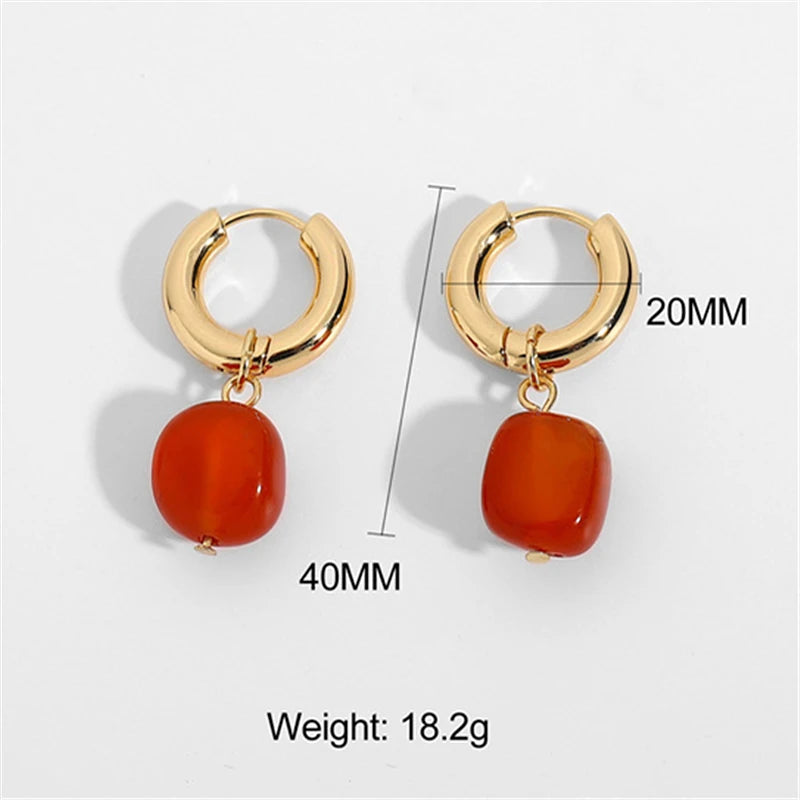 Dospita  -  New Vintage Sweet Red Glass Heart Water Droplets Asymmetrical Earrings for Women Girls Party Jewelry Accessories