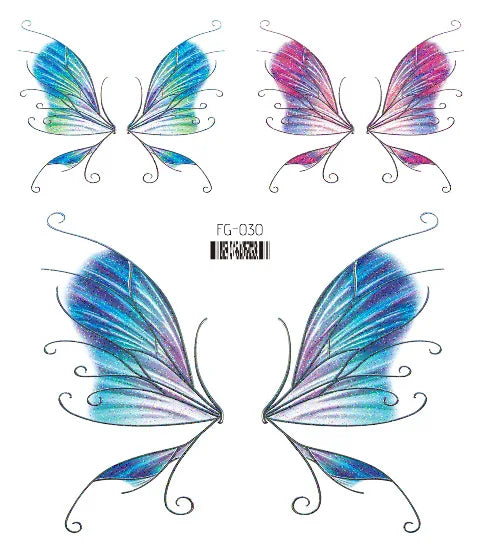 Dospita  -  Fairy Butterfly Wings Shiny Tattoo Sticker Waterproof Eyes Face Hand Body Art Fake Tattoos For Women Makeup Dance Music Festival