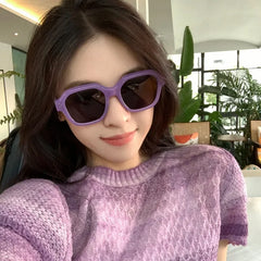 Dospita Korea Purple Square Frame Sunglasses Wome Ins Street Shot Sunshade Glasses Dustproof Windproof Riding Glasses UV400 Sunglasses