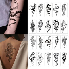 Dospita  -  10pcs Realistic Snake Waterproof Temporary Tattoo Sticker Tribal Cobra Mamba Serpent For Women Men Sleeve Body Art Fake Tattoo