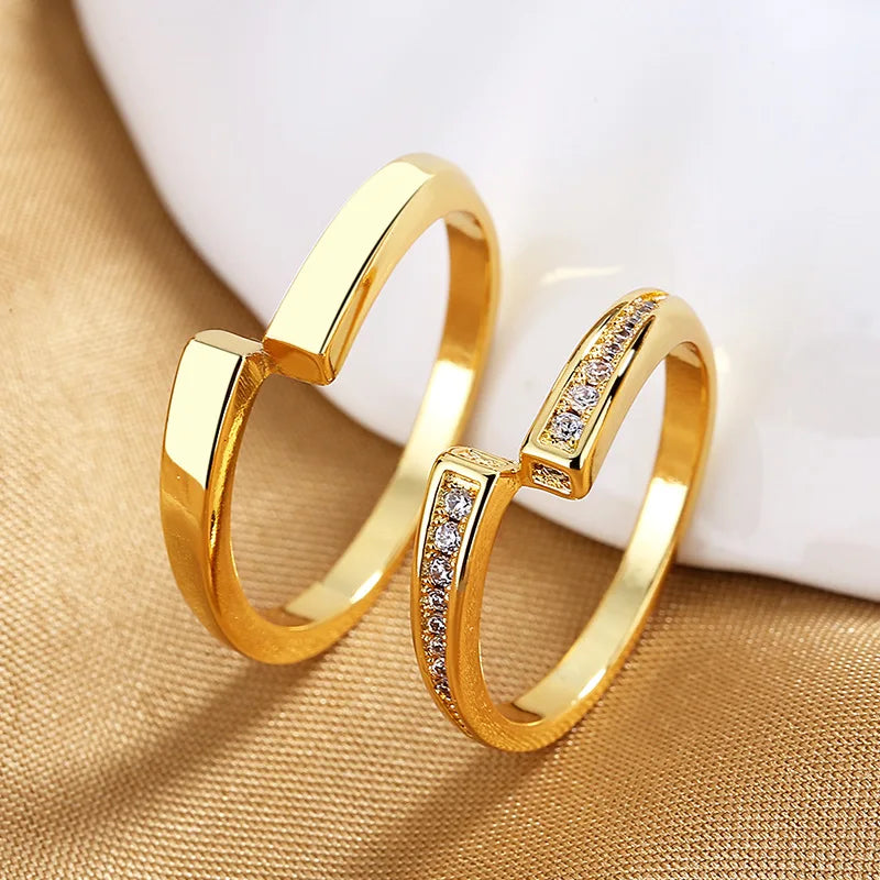 Dospita 2PCS New Fashion Plain Circle Couple Ring Classic Men And Women Pair Ring Simple Wedding Ring Set Ring New Gift 8