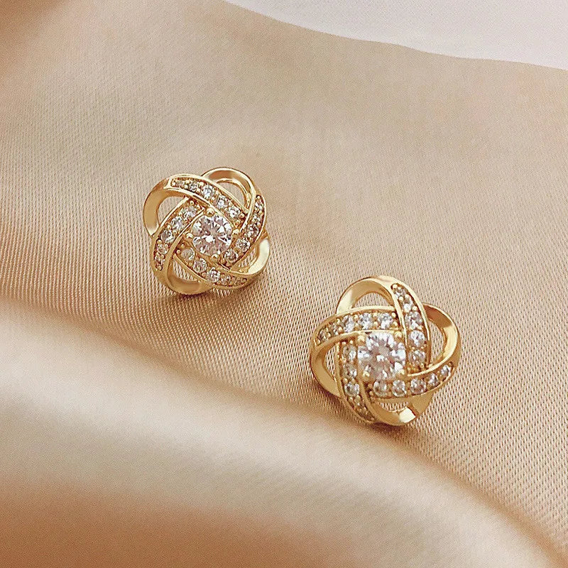 Dospita  -  Fashion Cross Stud Earrings For Women Girls Korean Style Elegant Crystal Jewelry Ear Rings Fishtail Lady Earrings Gift