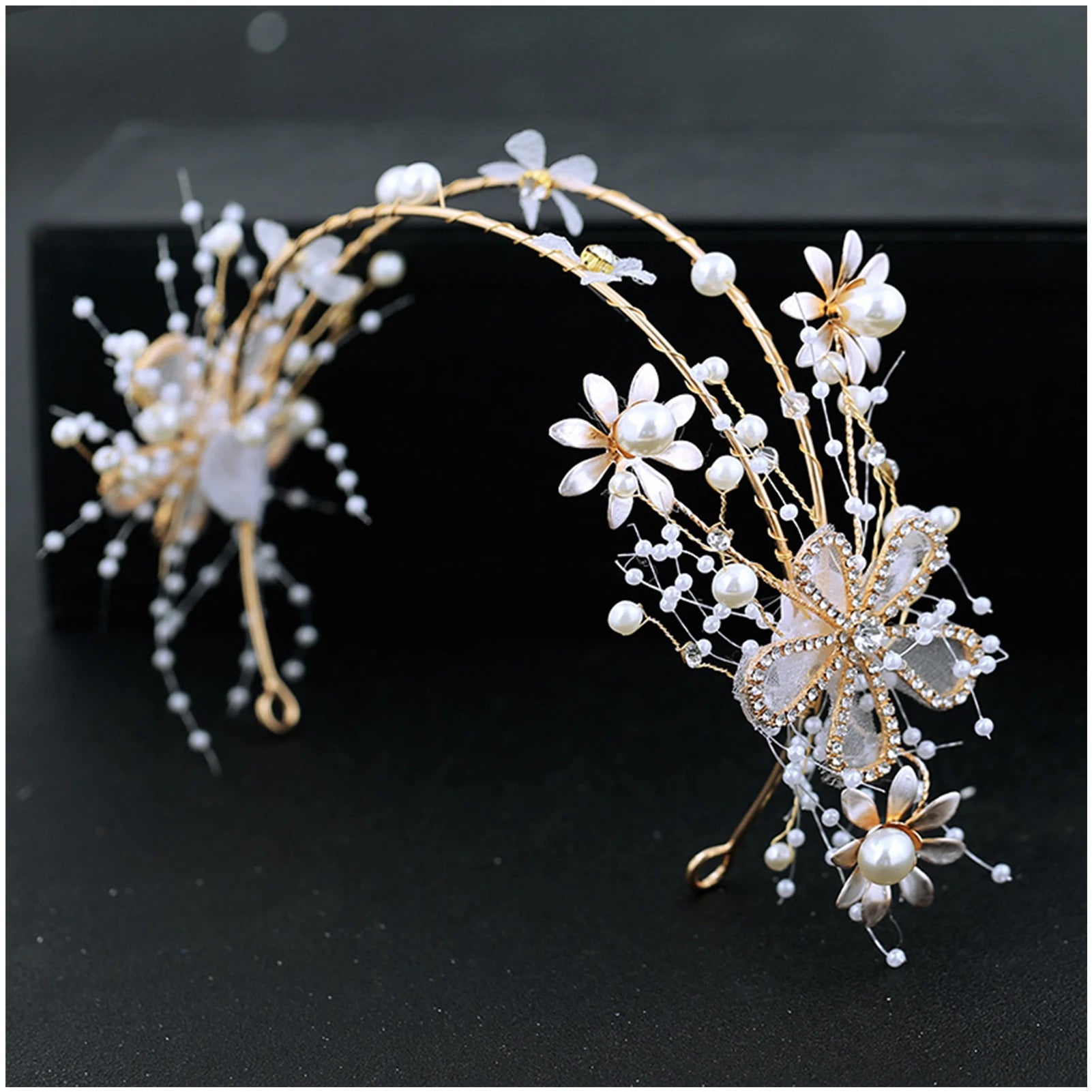 Dospita Bridal Headband Handmade Rhinestone Flower Hairband Crystal Wedding Headdress Fashion Headdress Women Party Gift Hair Hoop