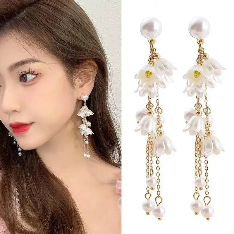 Dospita  -   Needle Purple Butterfly Long Tassel Earrings For Women Jewelry Trending Korean Fashion Luxury Crystal Earrings