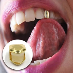 Dospita King 4 Colors Custom Fit Gold Plated HipHop Single Tooth Grillz Cap Top Bottom Dental Grill Teeth Caps Halloween Cosplay