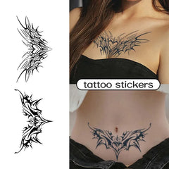 Dospita  -  1pc Charming Tattoo Stickers Waterproof Lasting One To Two Weeks For Girls Belly Chest Back Waist Non-Reflective Thorn Cyan