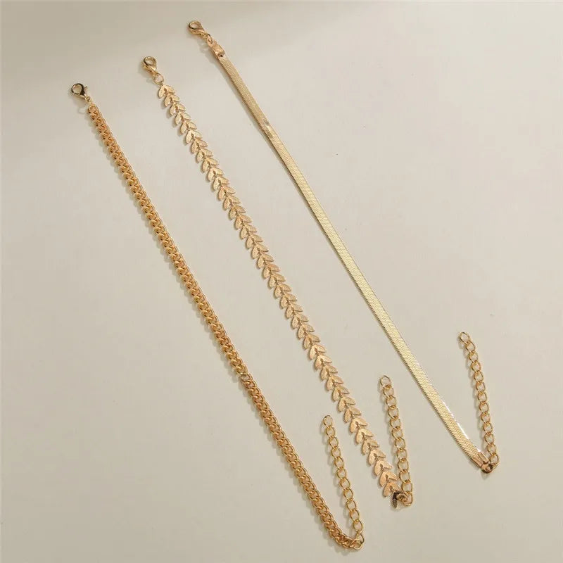 Dospita New Fashion Gold Color Simple Chain Anklets For Women Beach Foot Jewelry Leg Chain Ankle Bracelets Female Jewelry Gifts