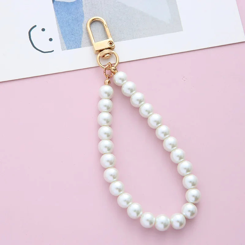 Dospita  -  Pretty Pearl Keychain Luxury Women Jewelry Pearl Bead Shell Phone Bag Backpack Charm Accessory Car Key Key Chain keyring Pendant