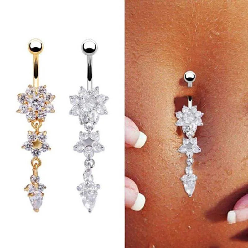 Dospita  -  Zircon Crystal Belly Button Piercing Rings for Women Navel Ring Surgical Steel Barbell Snake Butterfly Body Piercing Jewelry