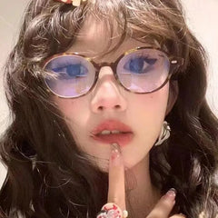 Dospita Y2K Retro Oval Frame Glasses Women Female Ins Sweet Cool Eyewear Trend Korean Brand Reading Computer Anti Blue Light Eyeglasses